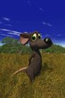 © Jonathan Carlile/imageBROKER - Cartoon image of a mouse looking shy in a field