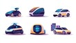 © Johannes - Urban transportation abstract concept vector illustration set. Carsharing service, urban electric transport, autonomous car, rental service, city lifestyle, self-driving vehicle abstract metaphor.