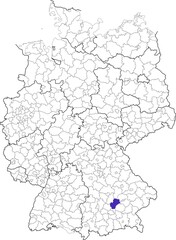  County of Freising, in Bavaria, location of the county within Germany