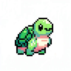 turtle pixel art vector illustration on white background