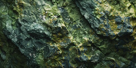 Close up of rough green stone structure. KI generiert, generiert, AI generated