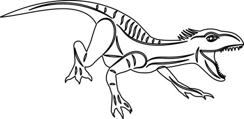 Wall Mural - dinosaur roaring sketch, outline vector