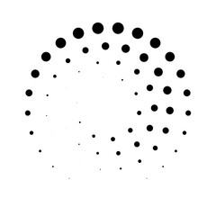 Wall Mural - halftone dotted speed lines circle. geometric art in circle form. round swirl movement symbol. halft
