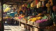 © Nitiporn - Vibrant Market Stall: A colorful and enticing display of fresh produce fills a bustling market stall, inviting shoppers with a feast for the senses.