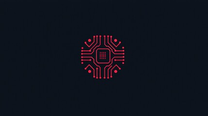 Red circuit board design on black background showcasing technology and digital innovation. Generative AI