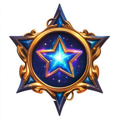 decorative star emblem with cosmic design and ornate frame