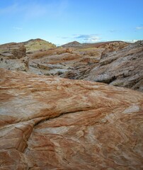 Wall Mural - Colorful, Red Orange Rock Formations, Sandstone Rock, Hiking Trail, White Dome Trail, Valley of Fire State Park, Mojave Desert, Nevada, USA, North America