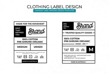 modern clothing label design template featuring care instructions
