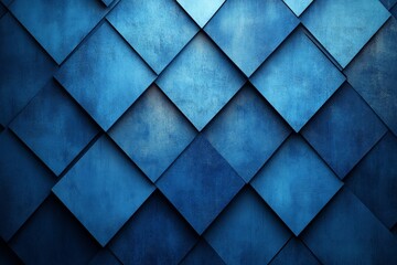 Poster - Textured blue diamond pattern creates an engaging backdrop with deep hues and geometric shapes