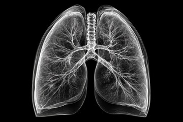 Poster - Detailed anatomical illustration of human lungs showcasing intricate bronchial structures and alveolar regions