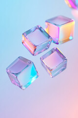 Fototapete - A dynamic illustration featuring interlocking holographic cubes with glowing edges, emphasizing advanced digital architecture,