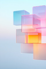 Poster - A conceptual presentation of interconnected translucent blocks with animated neon edges, signifying advanced computing processes,