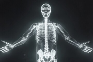 Poster - Human skeleton X-ray display illustrating anatomical structure in a scientific context