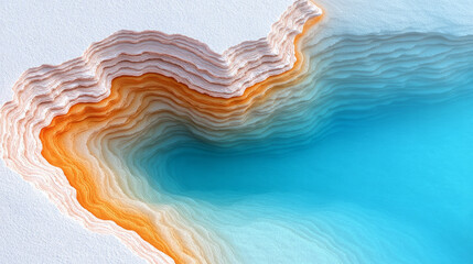 Fototapete - A creative digital artwork depicting an abstract oasis scene, where rippling water merges with shifting sand patterns in vibrant hues,