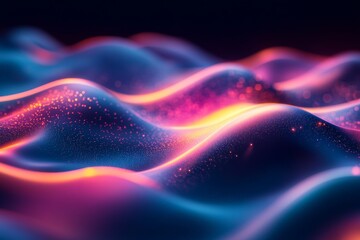 Poster - Captivating abstract waves illuminated with vibrant colors create an enchanting visual experience at night