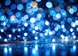 © ChannelPIC - Minimalist festive background featuring blurry blue bokeh lights; ideal for photography and design projects.