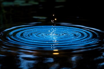 Poster - Ripples form in a tranquil pool as a droplet falls during a serene moment in nature