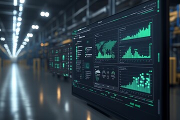 Leinwandbilder - Advanced data analytics dashboard in a modern industrial facility during the day