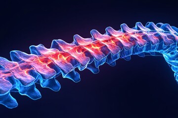 Poster - Visual representation of human spine structure highlighting nerve pathways and neural energy flow