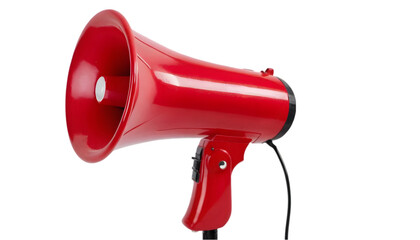 Wall Mural - 3D illustration of a red megaphone on a white background