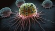 © Paul Hart/imageBROKER - Schematic representation of vascularising tumour cells, cancer disease, AI generated