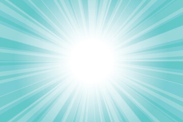 Poster - Abstract glowing blue sunburst background. Turquoise blue glow effect sunburst background for presentation, banner, poster, flyer, sales. Modern pop art poster for summer and spring.
