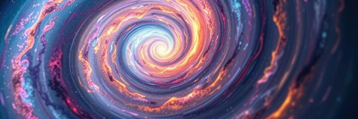 Wall Mural - Digital artwork depicting a spiral galaxy with vibrant colors and dynamic motion, astronomy visuals, astronomical illustrations
