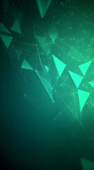 Wall Mural - abstract green triangles and interconnected lines form a dynamic network