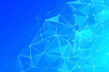 Wall Mural - abstract blue background with connecting lines and glowing dots creates futuristic design