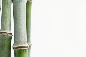 a detailed close up view of a bunch of slender green bamboo sticks