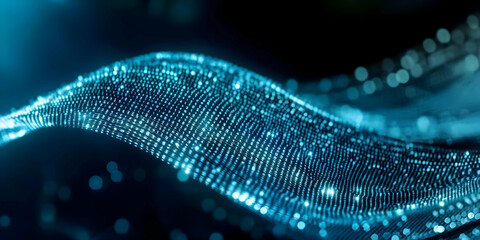 Abstract Blue Digital Wave Flows Smoothly with Data, Creating a Futuristic Background