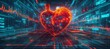 © Ilja - Glowing Red Polygonal Heart on Grid with Medical Data, Futuristic Healthcare Technology