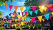 © Artem - Vibrant bunting flags decorating a sunny summer party