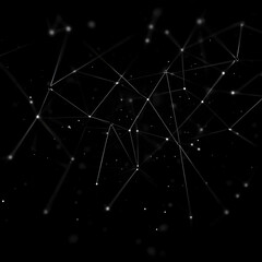 Wall Mural - abstract background shows interconnected nodes and lines dynamically on a dark background