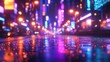© Muhammad - Neon City Nightscape: A Wet, Vibrant Street Scene