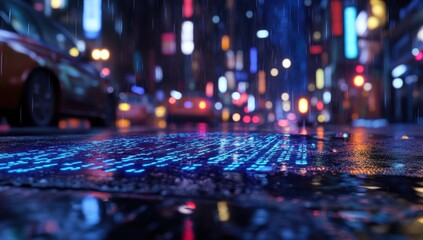 Cyberpunk Rain: Neon City Nightscape