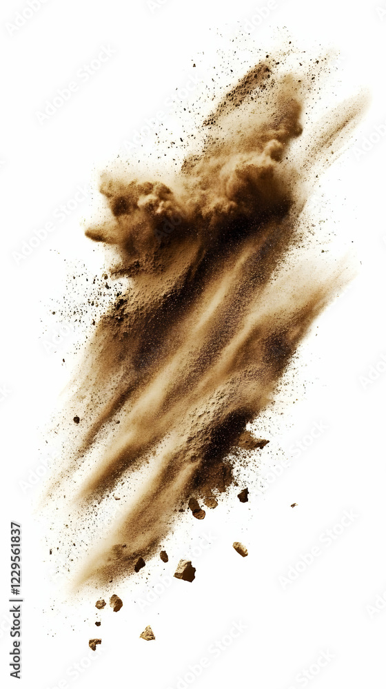 Brown dust explosion cloud creates a dynamic, textured effect against a ...