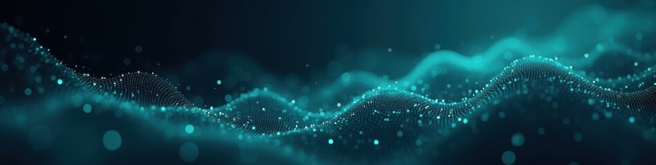 minimalistic wallpaper with flowing neural network lines and binary code in a gradient of dark navy 