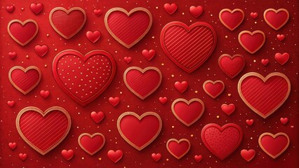 Wall Mural - red hearts background