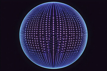 Wall Mural - abstract 3d glowing sphere with interconnected nodes forms a complex network structure beautifully.