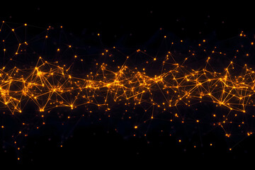 Wall Mural - abstract background with glowing orange network interconnected nodes and lines elegantly