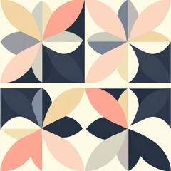 Wall Mural - Colorful geometric pattern with floral design in modern art style