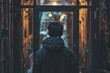 © nsit0108 - Man wearing a hooded winter jacket exploring a dark city alley at dusk