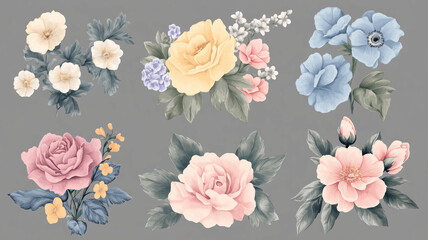  collection of hand-drawn floral vectors showcasing the unique birth flowers ,