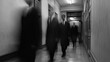 © viktorbond - Blurred motion of doctors and nurses in a hospital walking down a corridor with long exposure