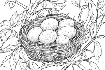 Canvas Print - Nest with Eggs in a Tree