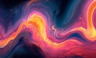 Wall Mural - A vibrant, abstract representation of a cosmic landscape with swirling colors.
