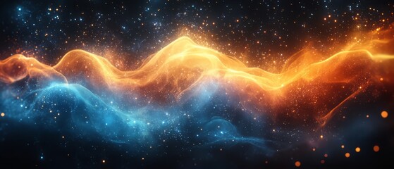 Canvas Print - a cosmic swirl of vibrant orange and blue nebulae, glittering with stardust, evokes a sense of wonde