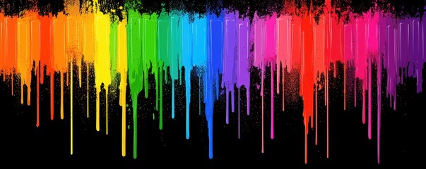 Wall Mural - vibrant rainbow paint drips abstract background texture