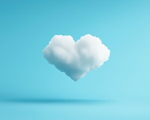 Wall Mural - Heart-Shaped Cloud on a Soft Blue Background